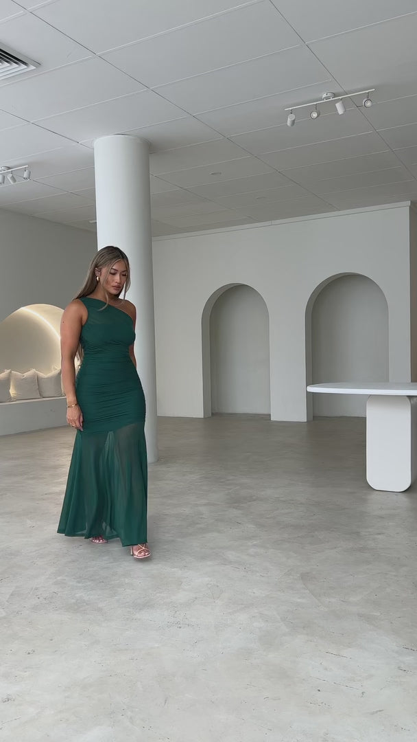 Paloma Mesh Maxi Dress - Emerald Green