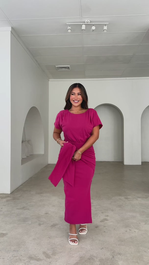 Kobe Short Sleeve Midi Dress - Plum