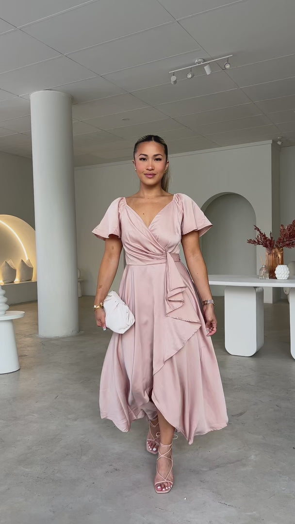 Rossetti Short Sleeve Wrap Maxi Dress - Rose Gold