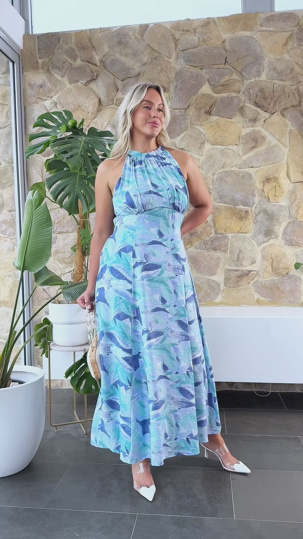 Zariko Maxi Dress - Blue Multi Print