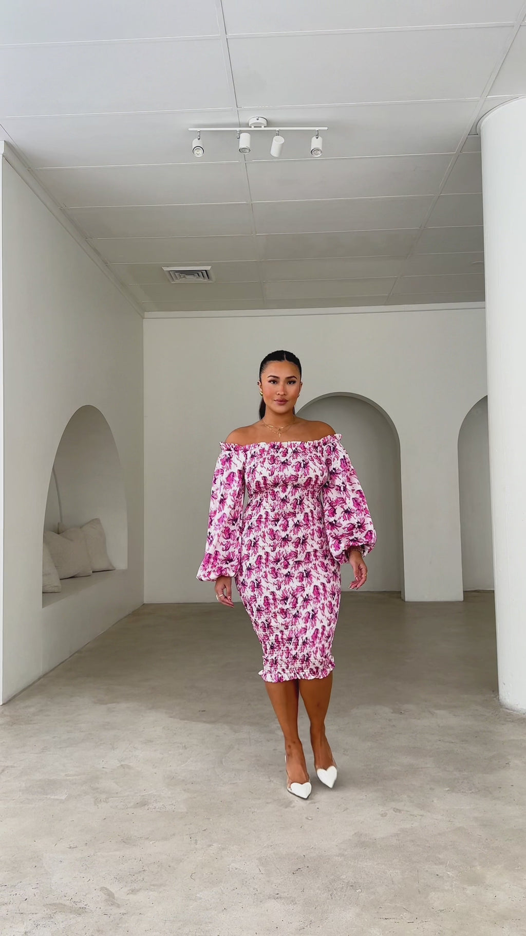Alicia Midi Dress - Pink Floral