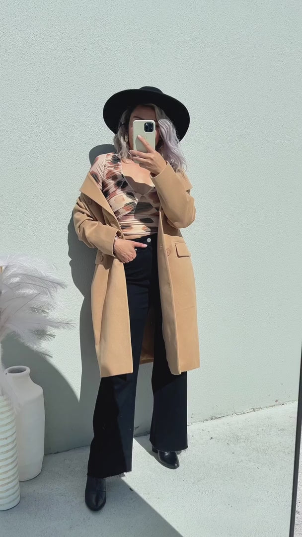 Noble Longline Coat - Camel