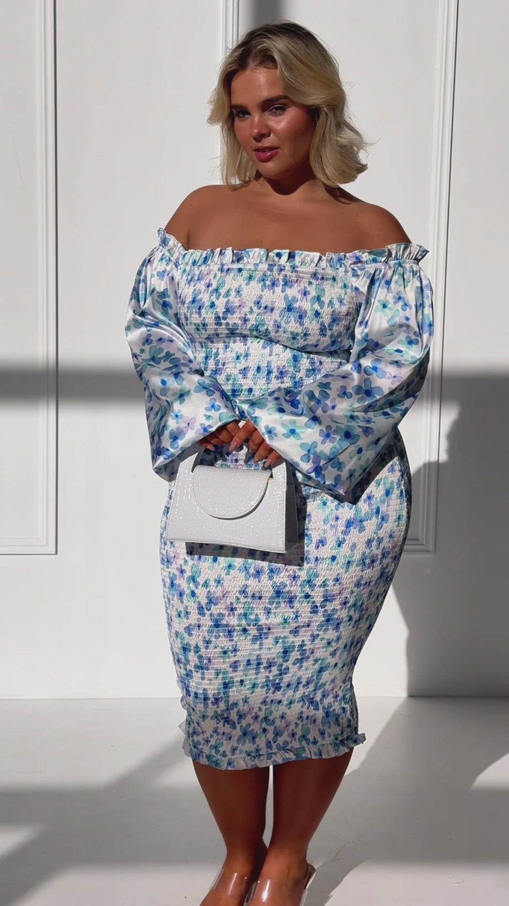 Alicia Midi Dress - Blue Purple Floral