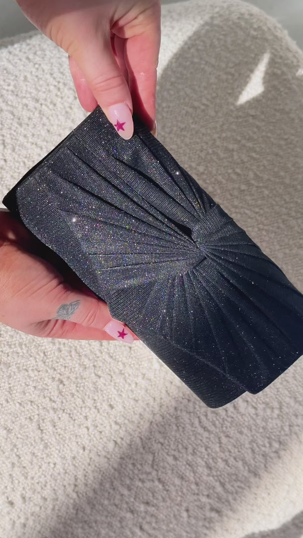 Emmy Shimmer Clutch Bag - Black