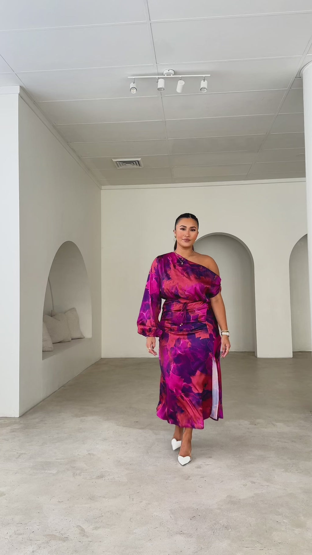 Martisha Long Sleeve Maxi Dress - Plum Multi Print