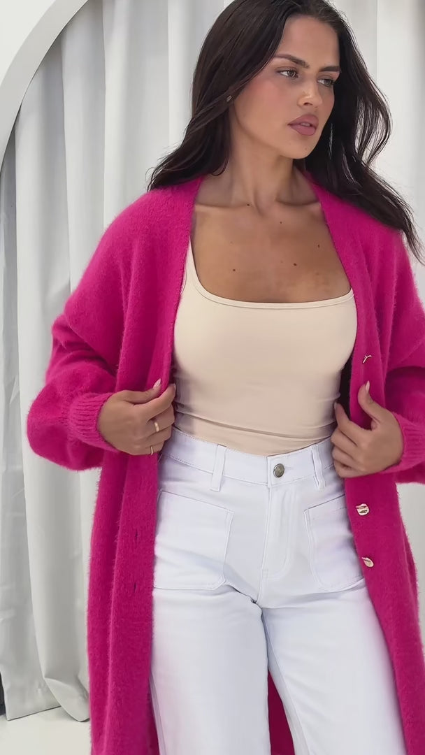 Cadence Knit Cardigan - Hot Pink