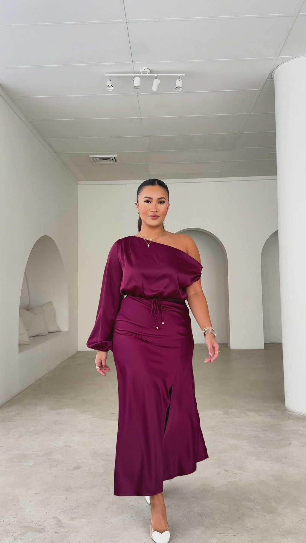 Martisha Long Sleeve Maxi Dress - Wine Plum
