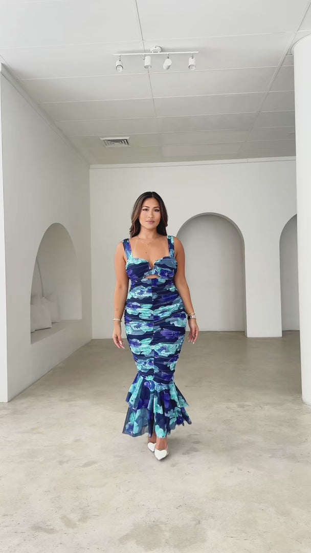 Highland Mesh Maxi Dress - Purple Mint Floral