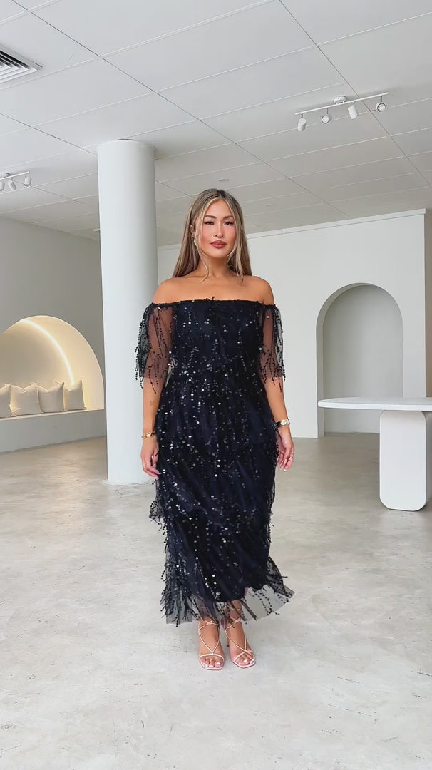 Fantango Maxi Dress - Black Sequin