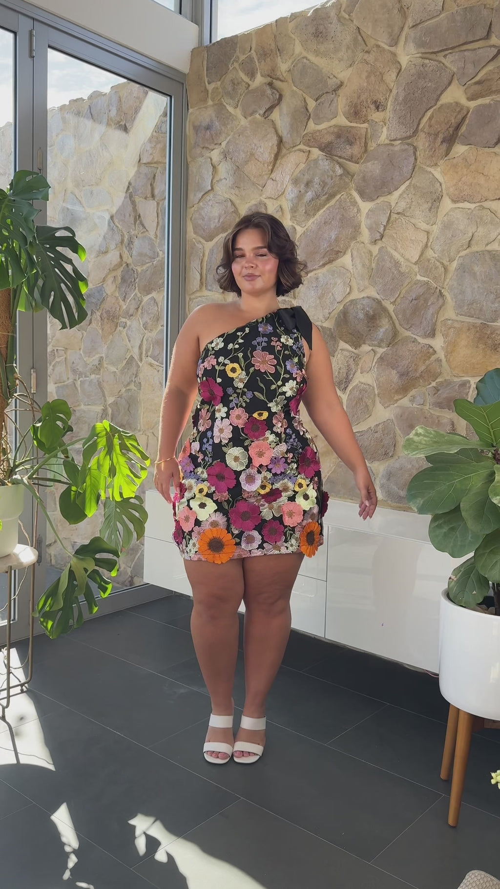 Poppy Mini Dress - Black Multi Floral