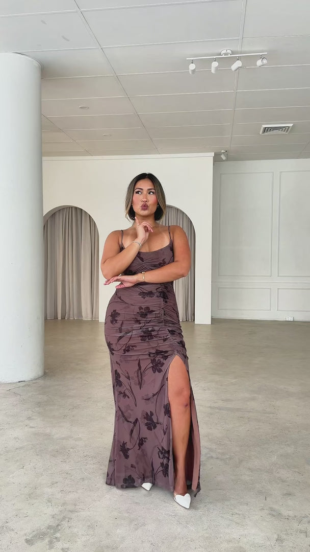 Gracie Maxi Dress - Brown Floral