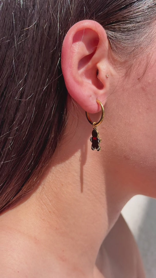 Gingy Hoop Charm Earrings - Gold Gingerbread