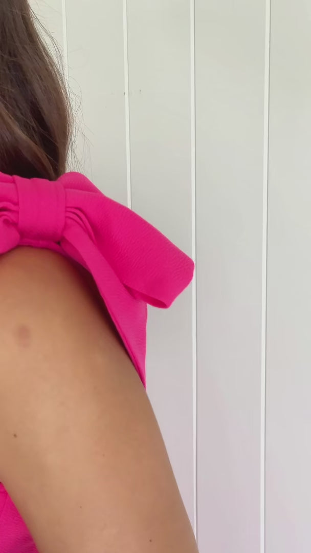 Finlee Bow Maxi Dress - Hot Pink
