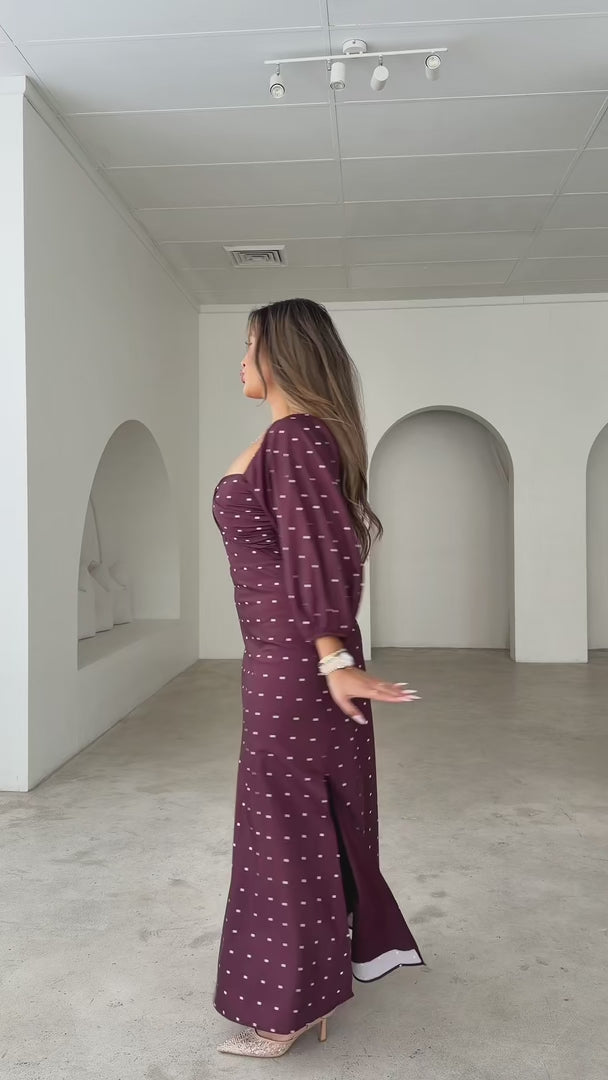 Priscilla Maxi Dress - Chocolate Brown Cream Diamond