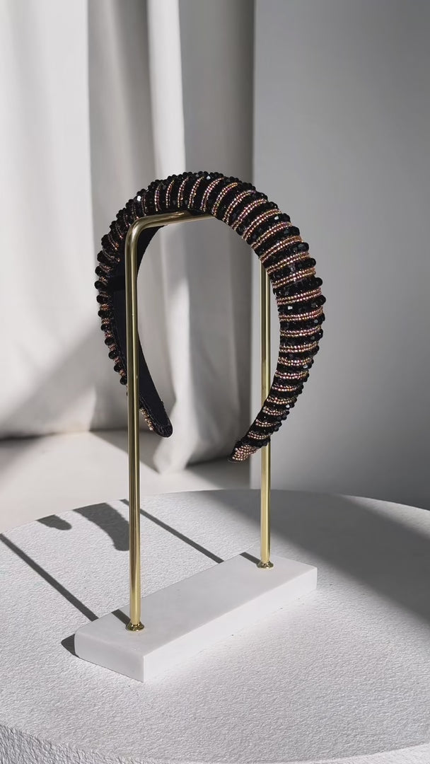 Jovia Headband - Black Gold Stripe
