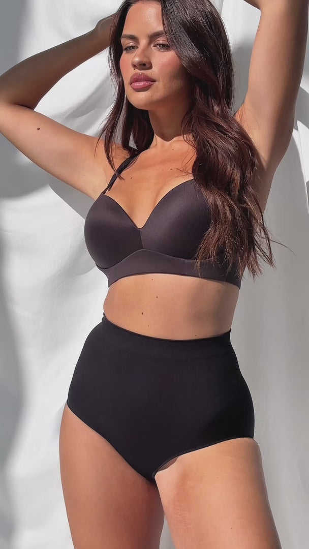 Mora High Waisted Peach Hip Shapewear Briefs - Black