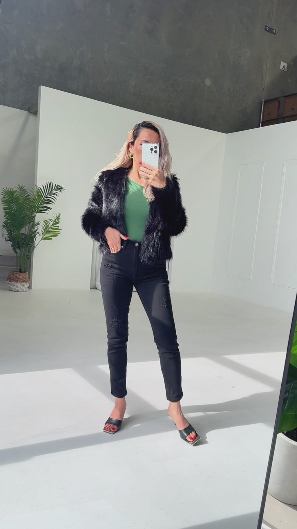 Margot Faux Fur Jacket - Black