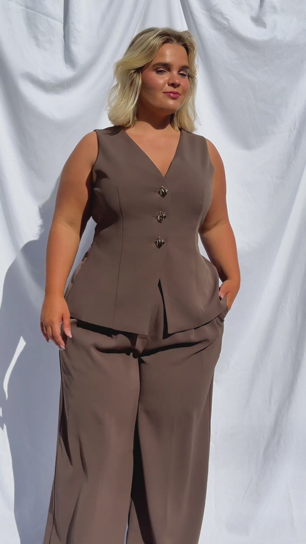 Carson Wide Leg Pants - Coffee Brown