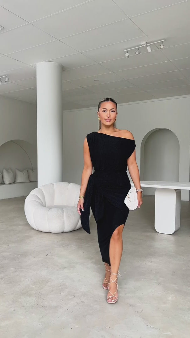 Kompre Midi Dress - Black Metallic
