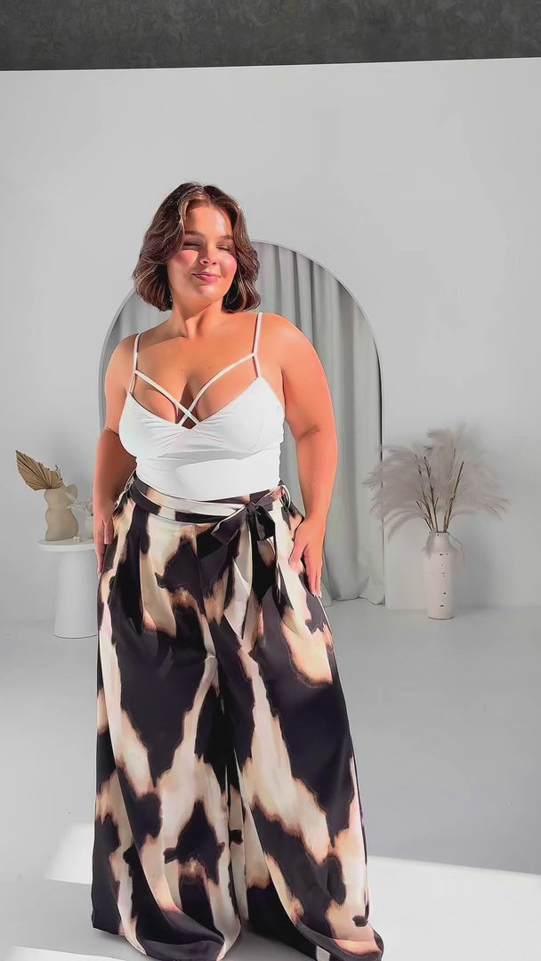 Paradise Lily Wide Leg Pants - Big Leopard Print