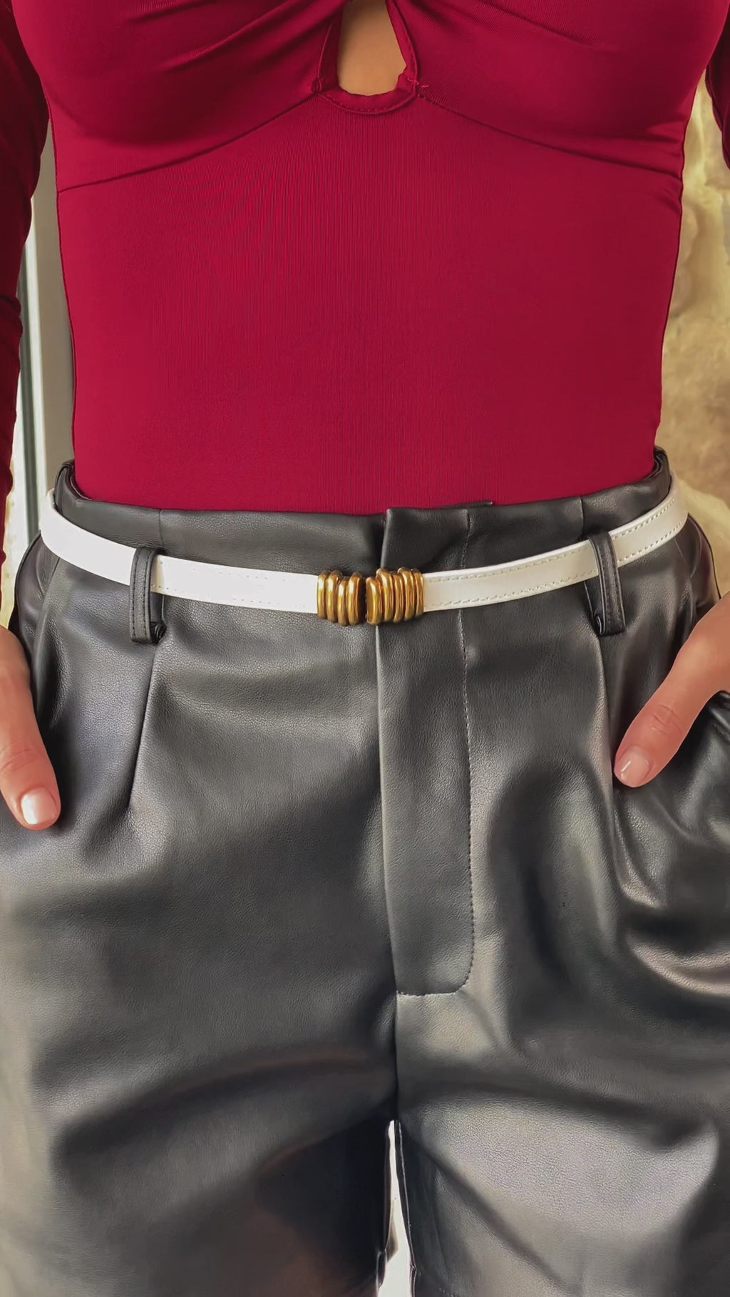 Tennyson Belt - White Ribbed Texture
