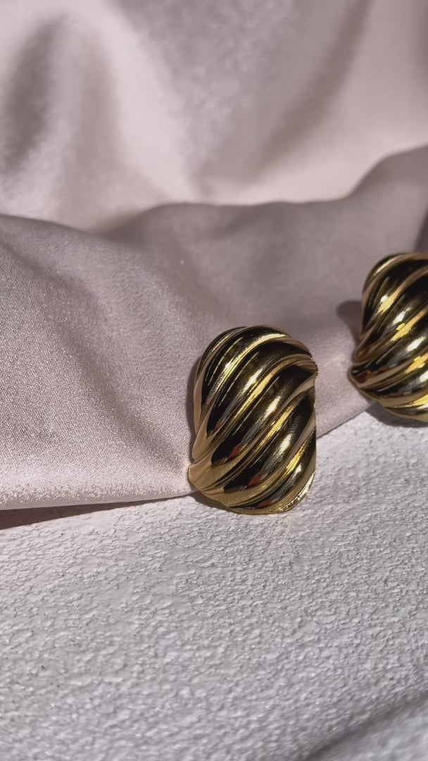 Lenore Stud Earrings - Gold Ripple Texture