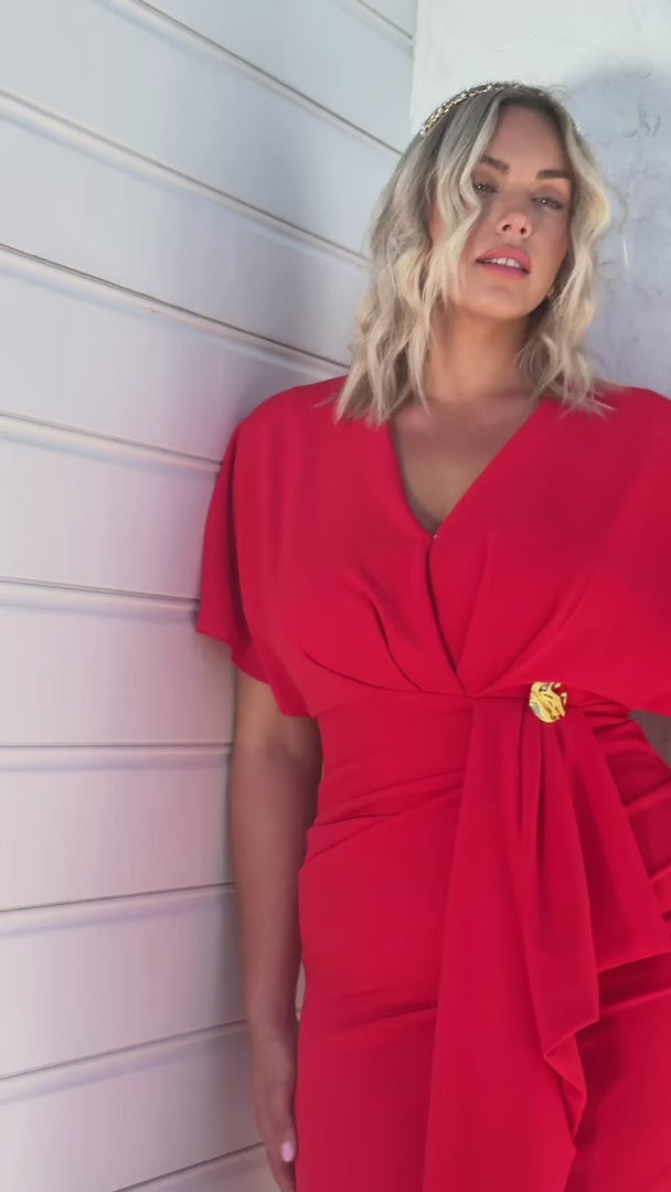 Indra Midi Dress - Scarlet Red