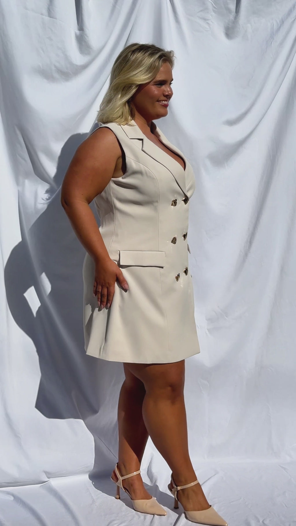 Julius Vest Mini Dress - Beige