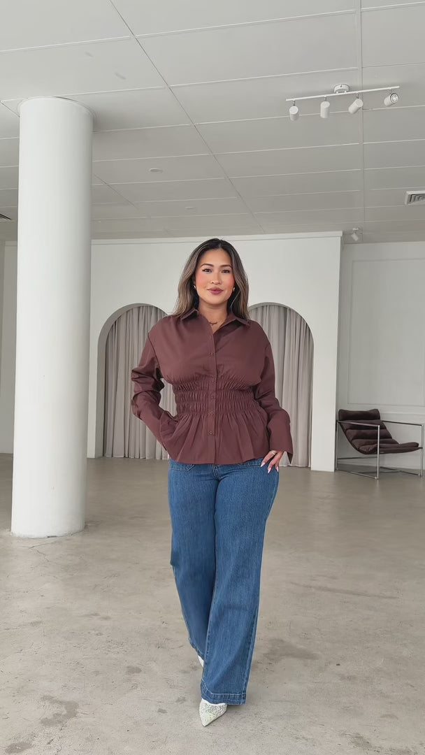 Vera Shirt Blouse - Chocolate Brown