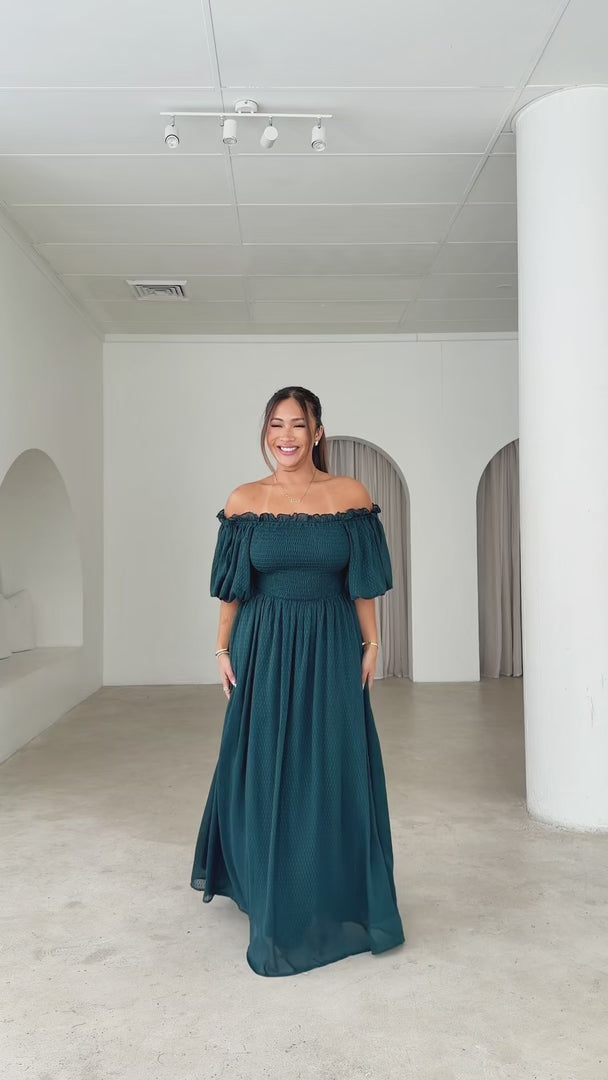 Charlene Maxi Dress - Teal Emerald Texture