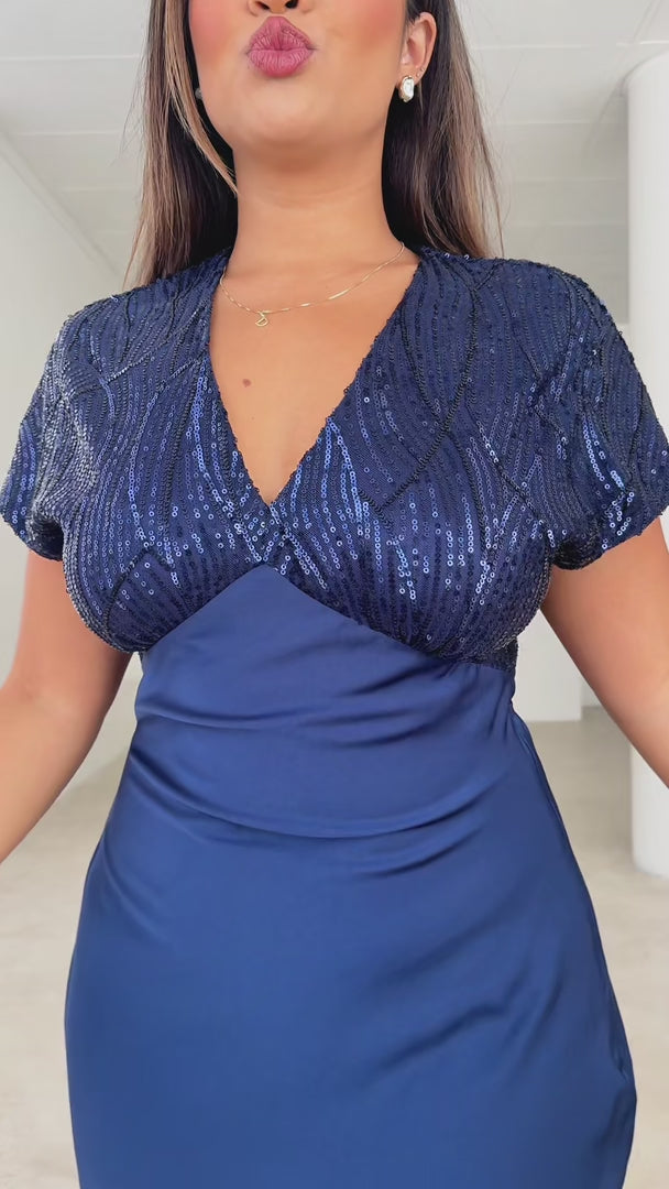 Jacqueline Maxi Dress - Navy Sequin