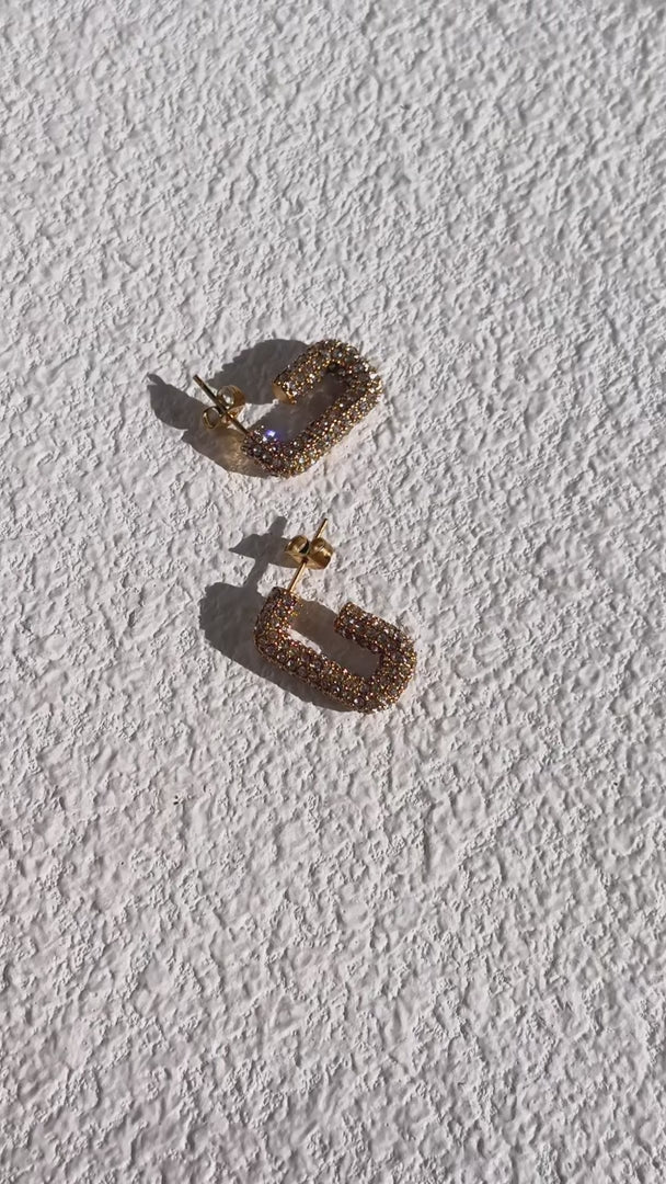 Forde Hoop Earrings - Gold G Diamante