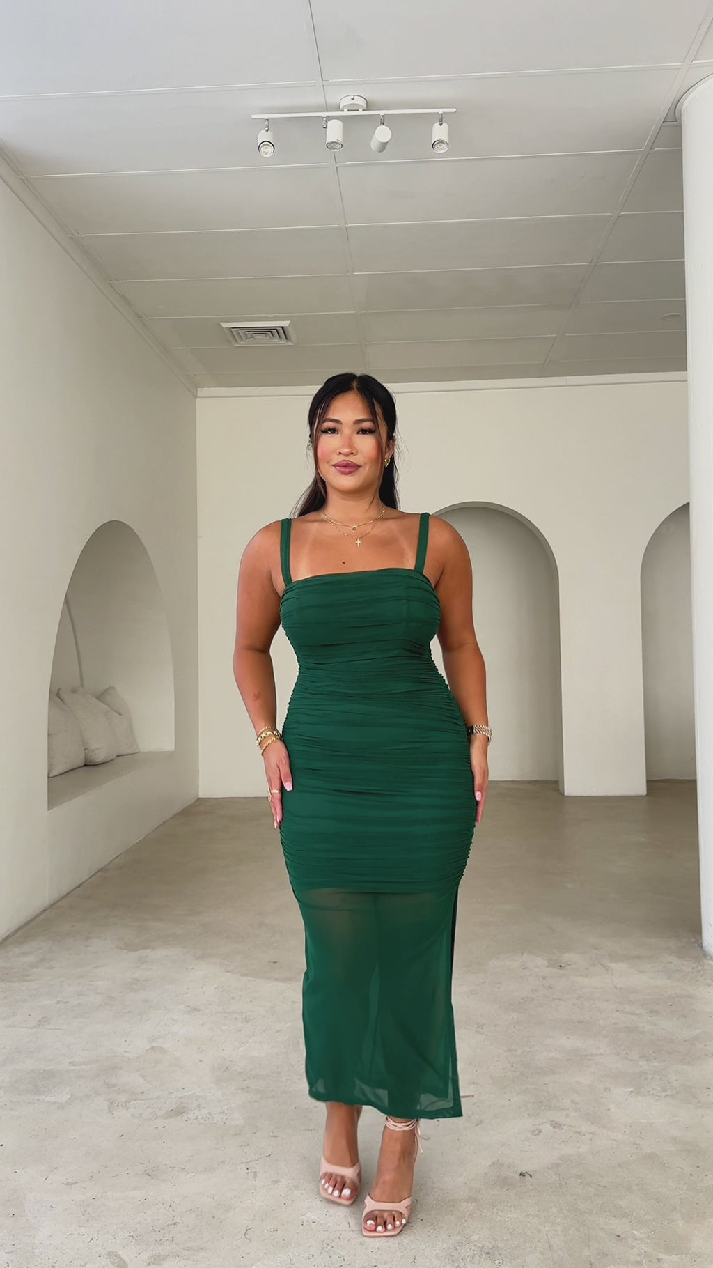 Love You Anyways Mesh Maxi Dress - Forest Green