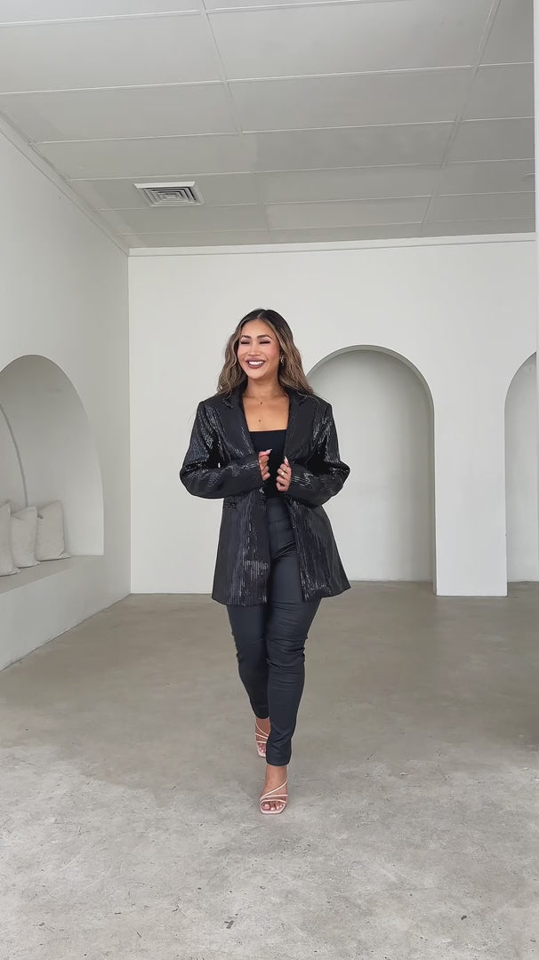 Charlie Sequin Blazer - Black