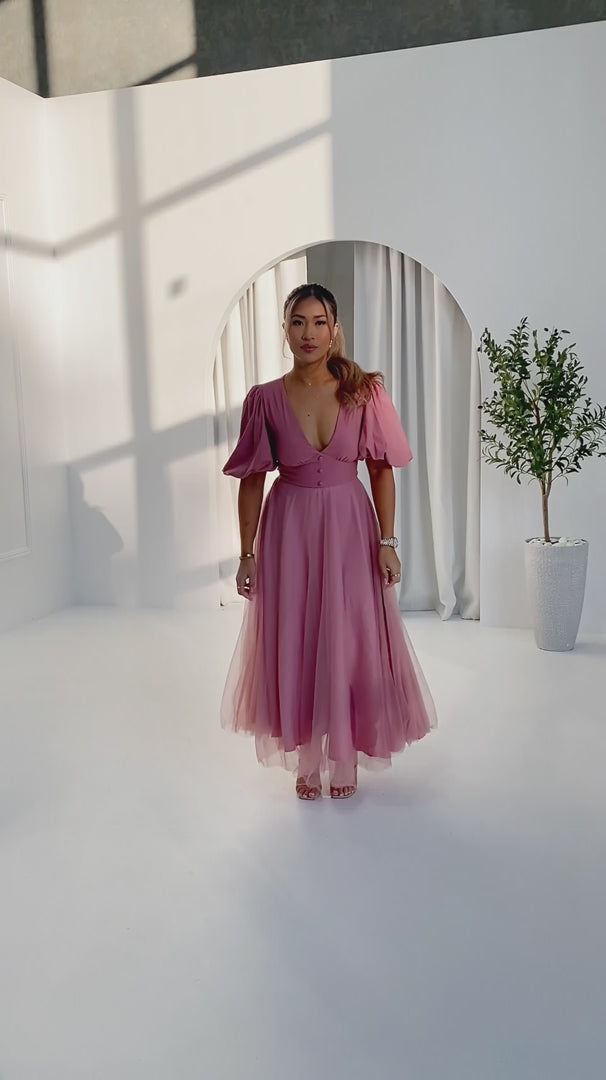 One Kiss Tulle Maxi Dress - Blush Pink