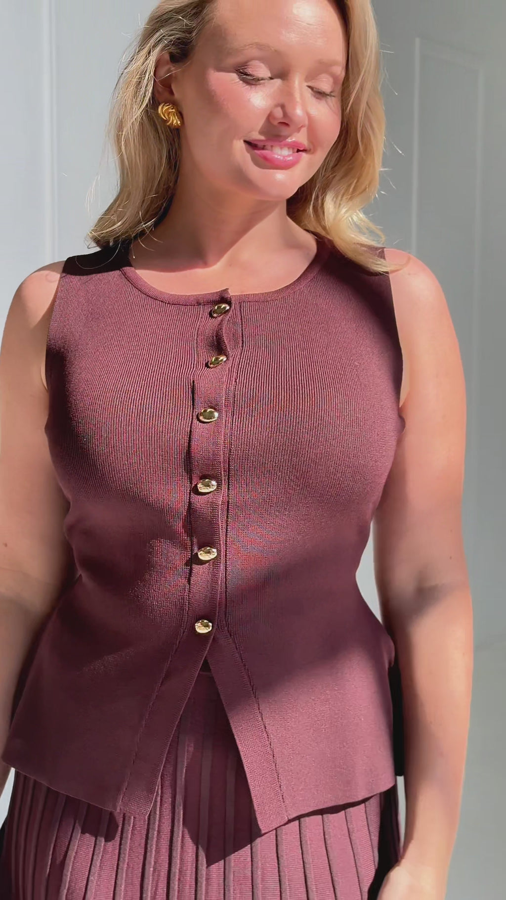 Reuben Knit Vest Top - Chocolate Brown