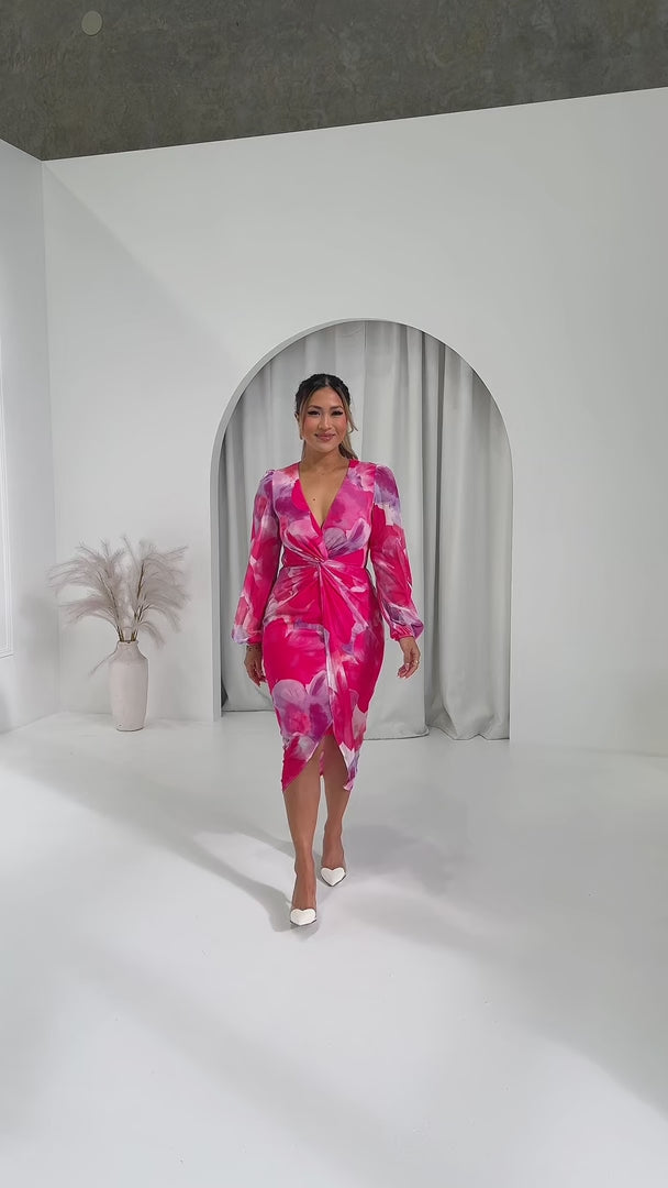 Montell Midi Dress - Pink Lilac Floral Mesh