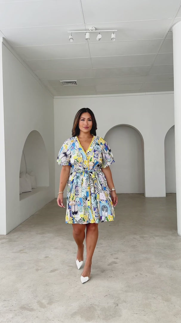 Emory Mini Dress - Blue Vacay Multi Print