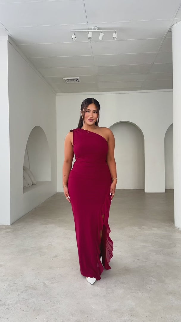 Relius Mesh Maxi Dress - Wine