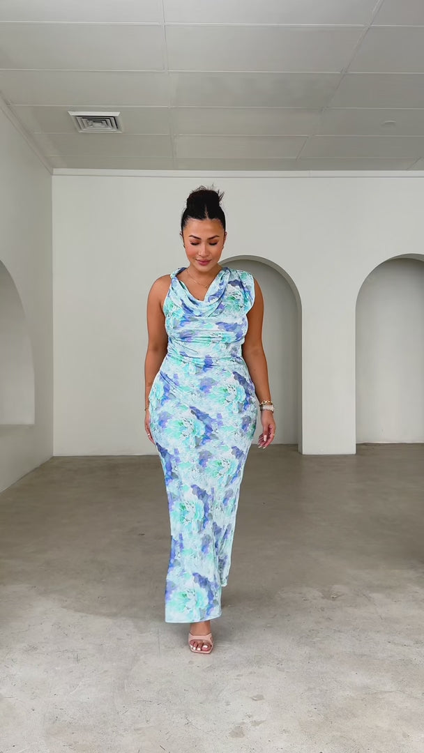 Octavie Maxi Dress - Blue Purple Floral