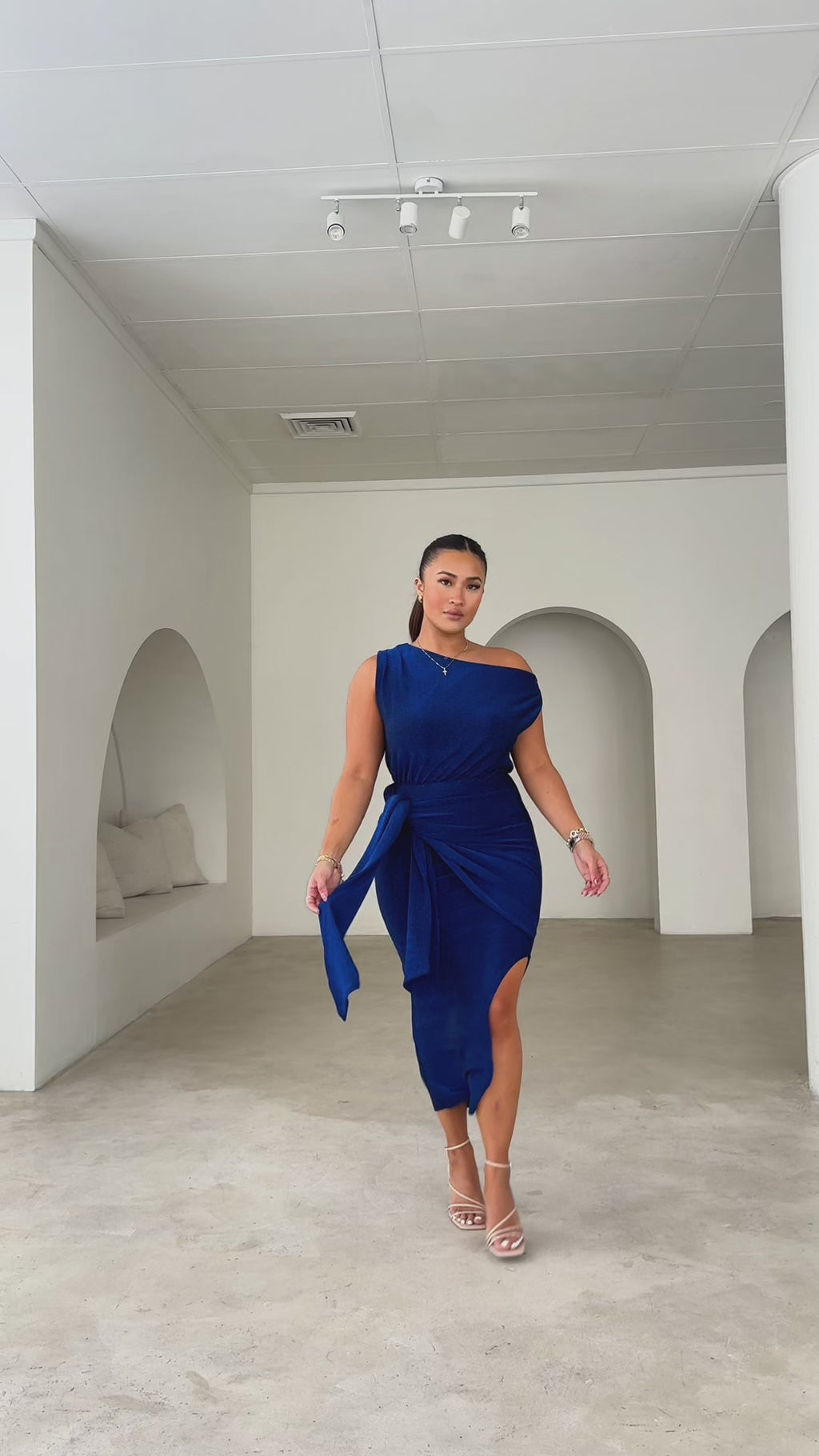 Kompre Midi Dress - Blue Metallic