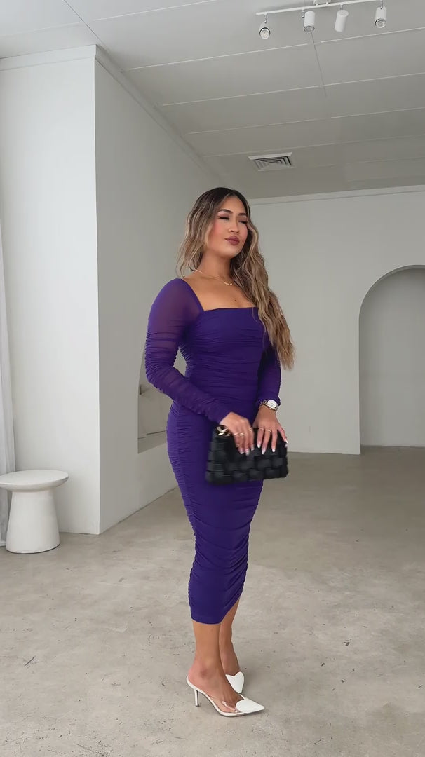 Lovick Mesh Midi Dress - Purple
