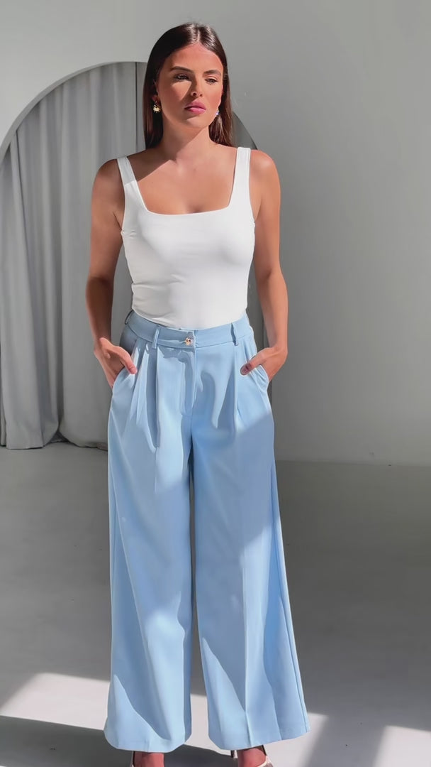 Carson Wide Leg Pants - Baby Blue