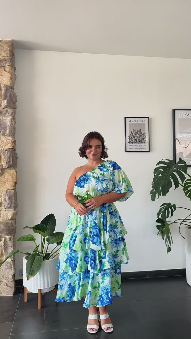 Mikko Midi Dress - Blue Green Floral