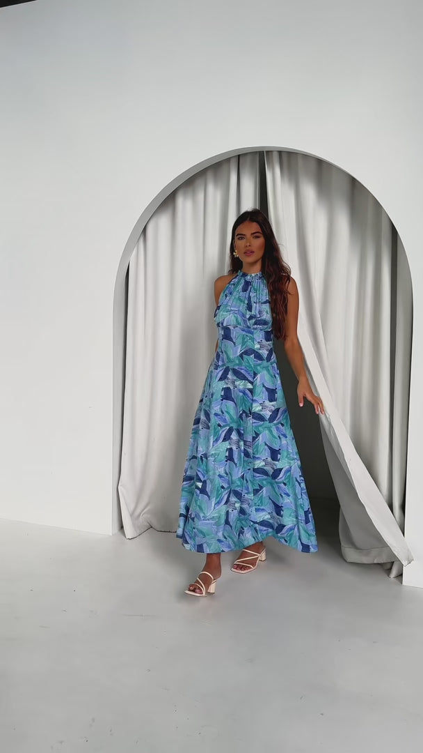 Zariko Maxi Dress - Blue Multi Print