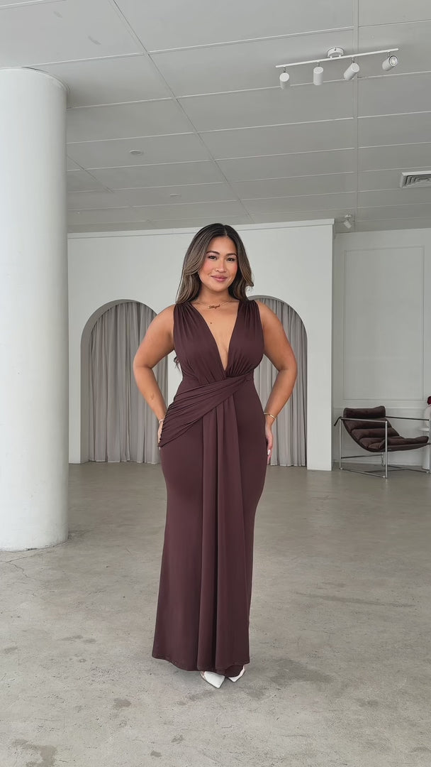 Letitia Maxi Dress - Dark Chocolate Brown