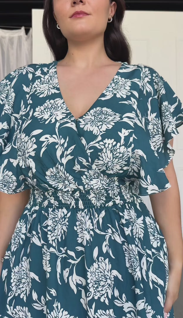 Harlem Maxi Dress - Teal Floral