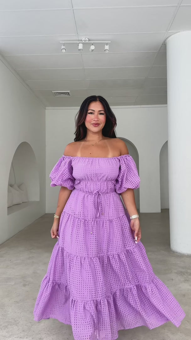 Zanetti Maxi Dress - Lilac Check Organza