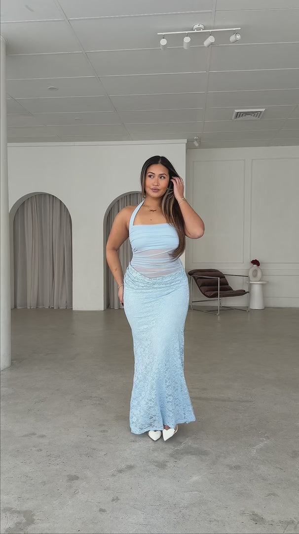 Francie Lace Maxi Dress - Baby Blue