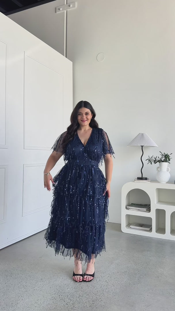 Irisa Sequin Maxi Dress - Navy